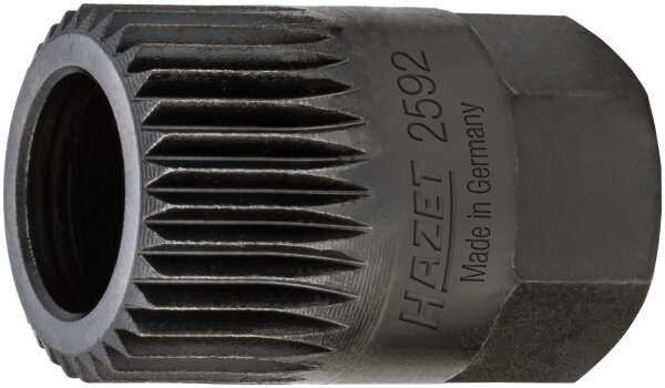 HAZET Keil(rippen)riemenscheibe-Adapter 2592 - Außen-Sechskant 17 mm - Vielzahn Profil - 19.6 mm