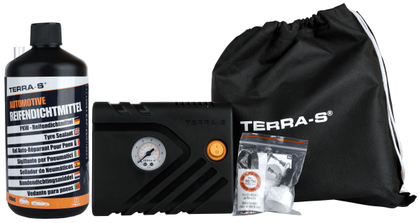 TERRAS Reifenpannenset Mobil Kit - mit  450ml Automotive Dichtmittel T56000